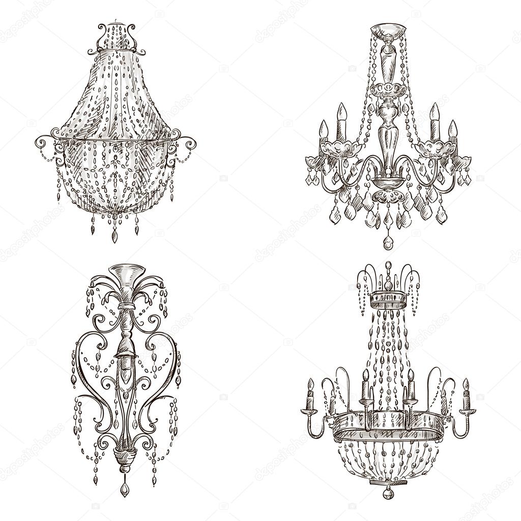Set of chandelier drawings