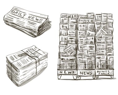 Press. Newspaper stand. Newsstand. clipart