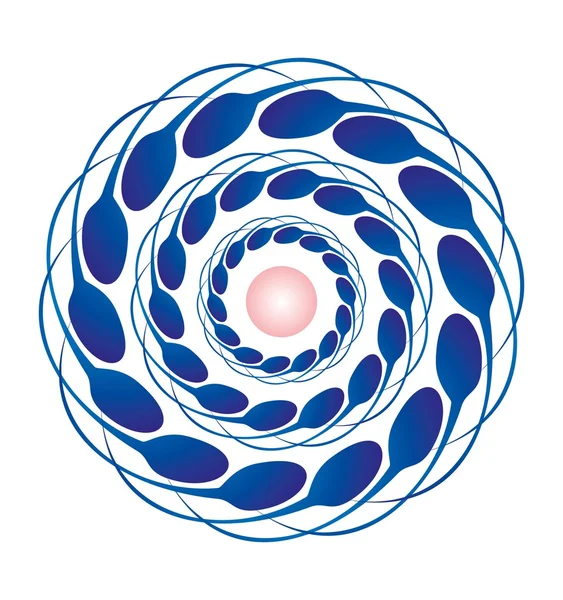 Graphique vectoriel des spermatozoïdes courant vers l'œuf — Image vectorielle