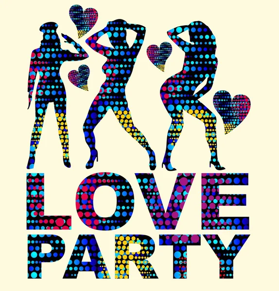 Dot girls love party vector art — Stock Vector