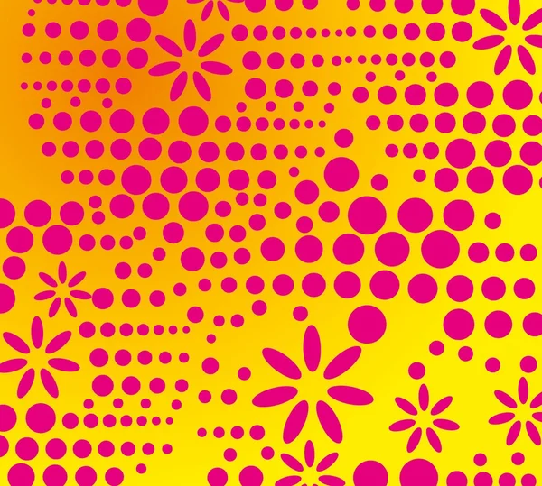 Amarillo fondo rosa punto flor vector arte — Vector de stock