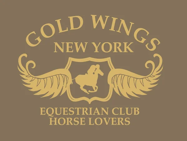 Gold wings equestrian art — Stockfoto