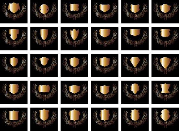Schwarzer Hintergrund Gold Schild Vektor Kunst — Stockvektor