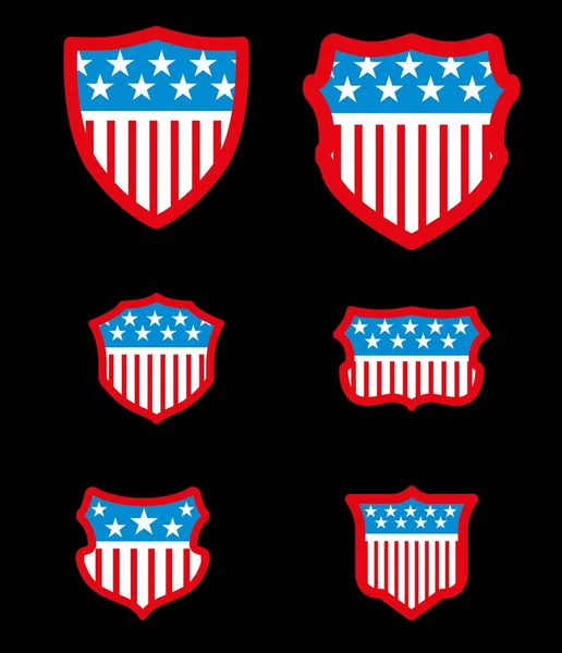 Sfondo nero bandiera americana scudo vettoriale arte — Vettoriale Stock