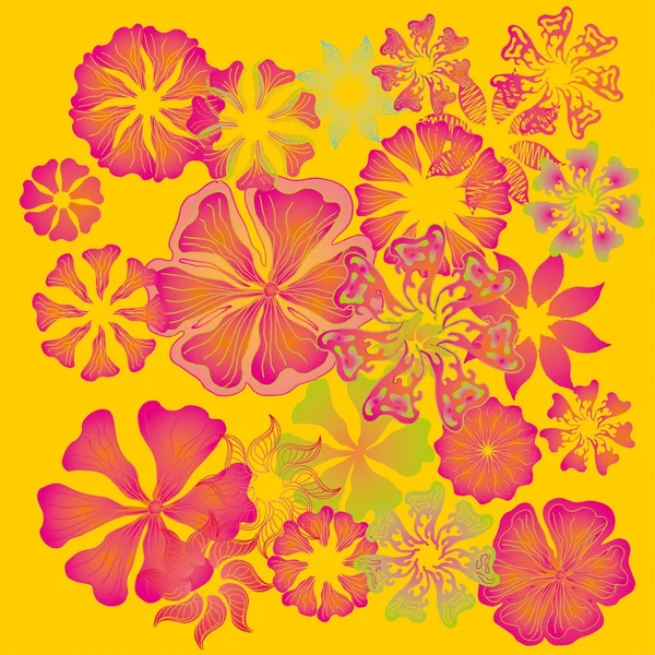 ศิลปะเวกเตอร์ดอกไม้ไฮบิสกัสฤดูใบไม้ผลิ — ภาพเวกเตอร์สต็อก