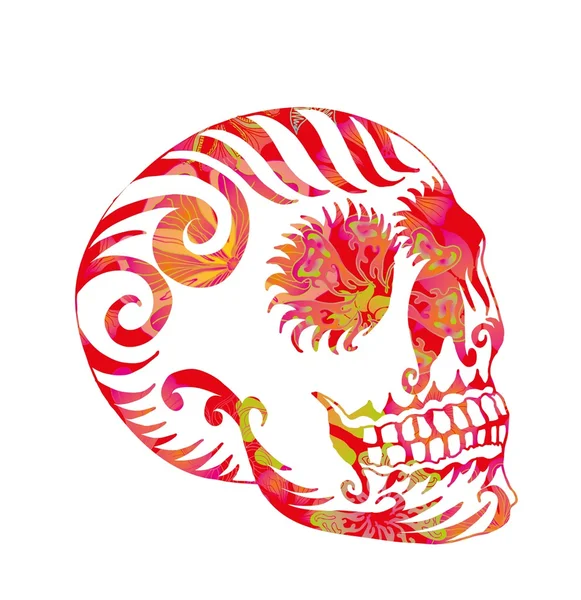 Tatuaje tribal mexicano cráneo vector arte — Vector de stock