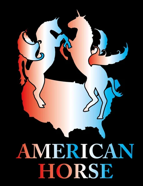 American map and horse vector art — 스톡 벡터