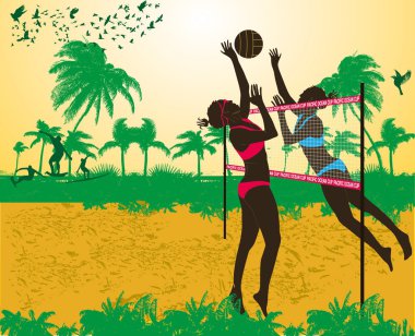 Pasifik Okyanusu plajı voleybol sanatı