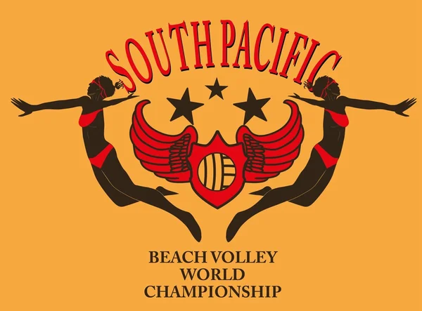 South pacific ocean beach volley vector art — Stock Vector