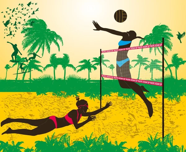 Pazifischen Ozean Beachvolleyball Vektor Kunst — Stockvektor