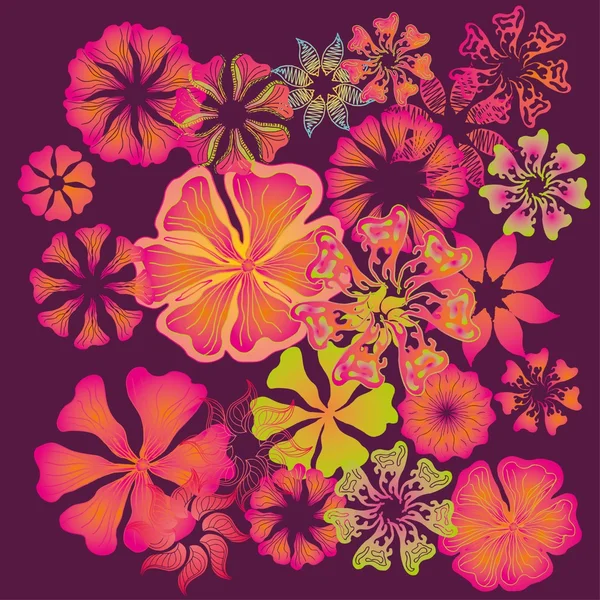 春ハイビスカスの花ベクトルアート — ストックベクタ