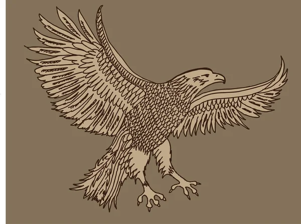 Mano dibujo águila vector arte — Vector de stock