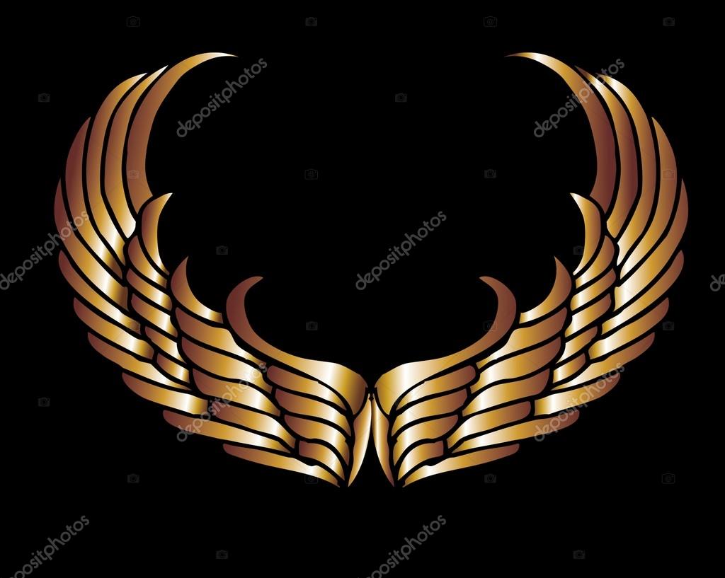 Metalic gold wings and shield vector art