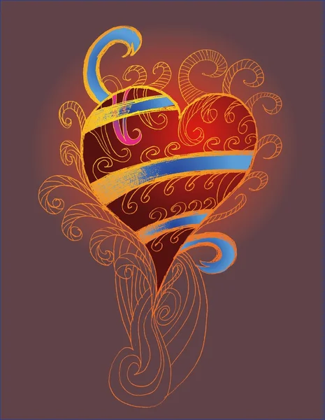 Tribal tattoo hand tekenen hart vector kunst — Stockvector