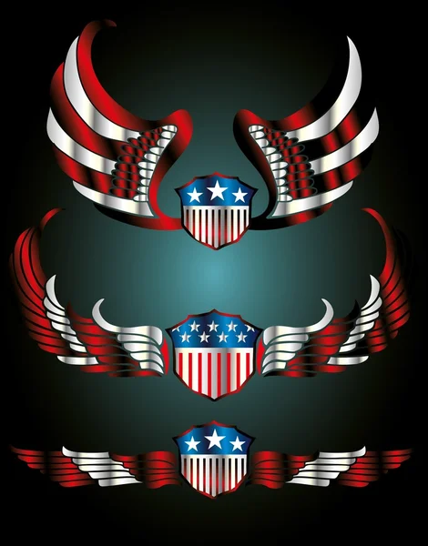 Amerikan bayrak kanatları ve kalkan vektör sanatı