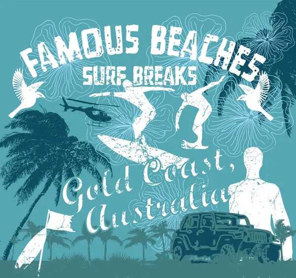 Altın Sahil Sörfçü Vektör Sanatı
