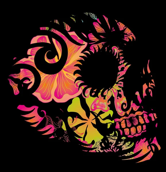 Tattoo tribal mexican skull vector art — Stock Vector