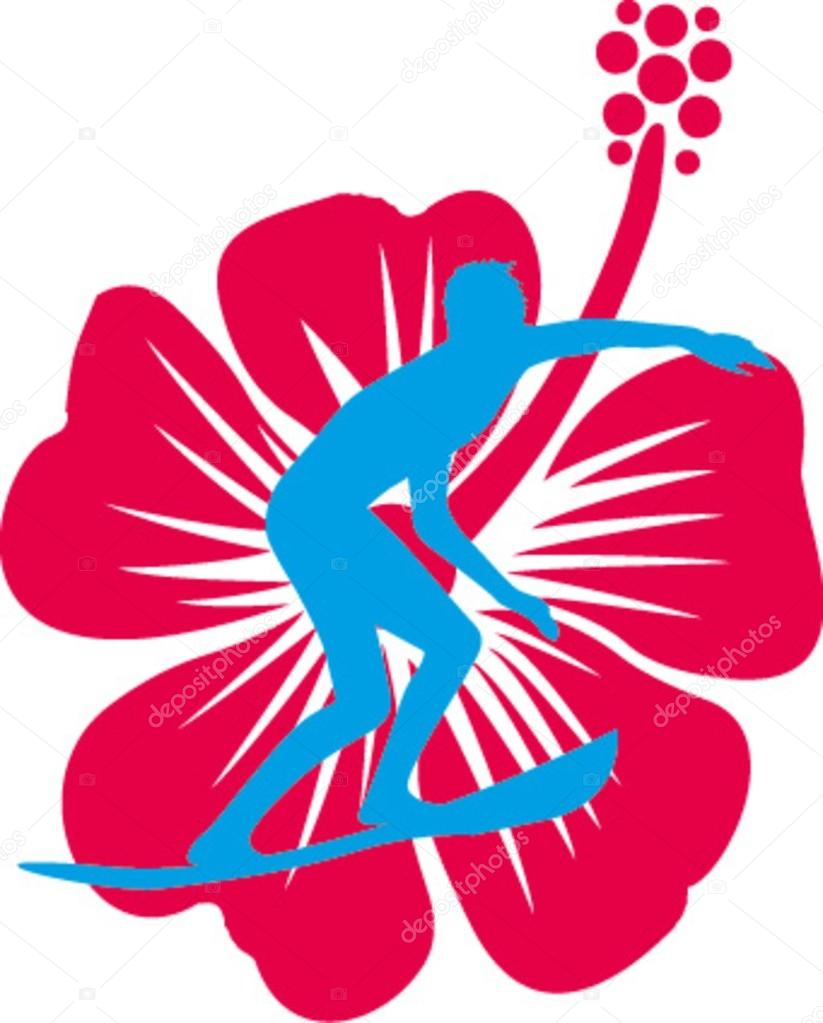 Hibiscuse surfer and flower vector art