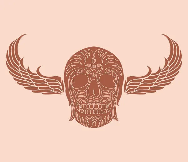 部族の翼と頭蓋骨のベクトルアート — ストックベクタ