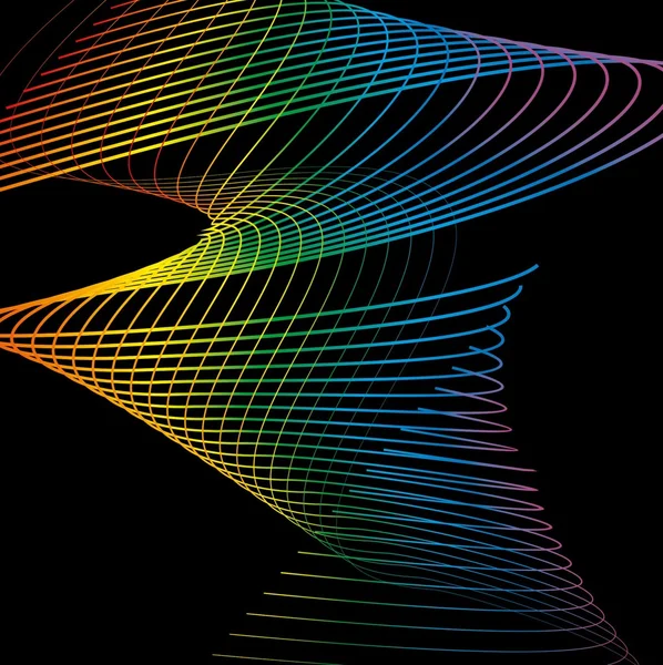Svart bakgrund mix färg linje vektor konst — Stock vektor