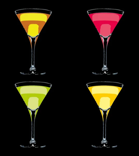 Mix color cocktail glass vector art — Stock Vector