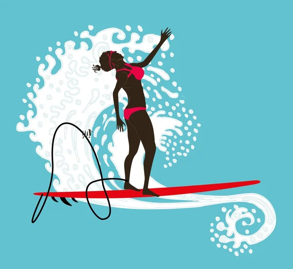 Pacific oceaan surfer meisjes vector kunst — Stockvector