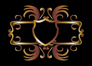 metalik altın kanatlar ve kalkan vektör sanatı