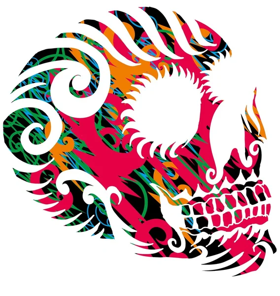 Tatuaje tribal mexicano cráneo vector arte — Vector de stock