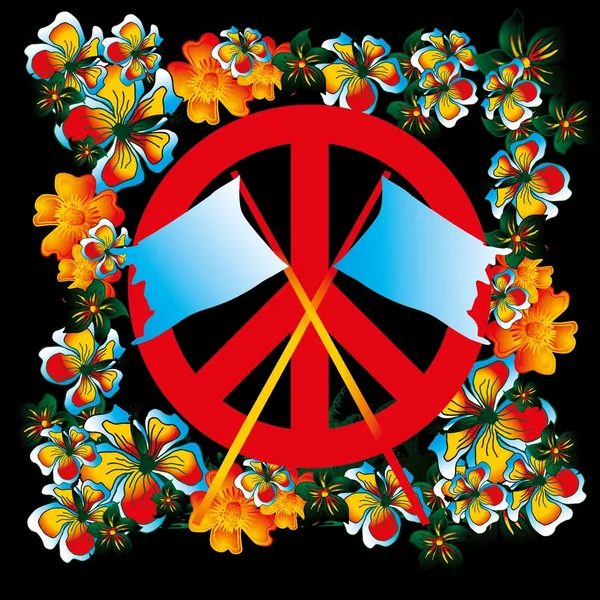 Fleur et paix vecteur art — Image vectorielle