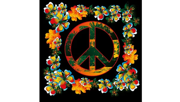 花と平和のベクトルアート — ストックベクタ