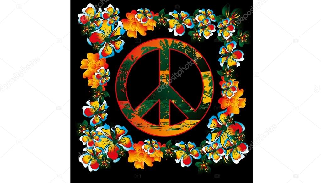Flower and peace vector art