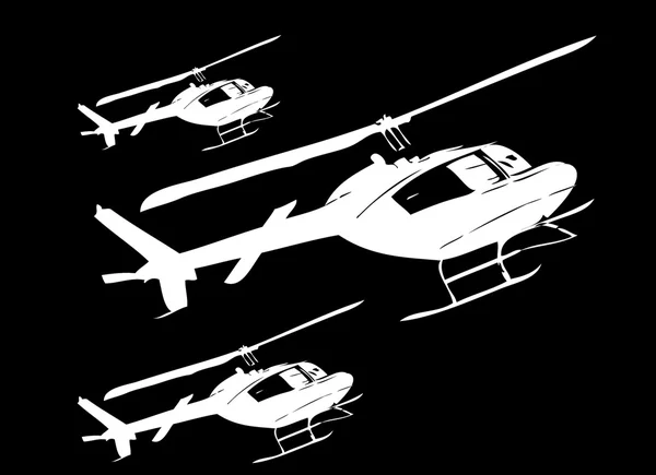 Civil helicopters in perspective vector art — Stock Vector