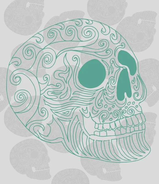 Tatuaje tribal mexicano cráneo vector arte — Archivo Imágenes Vectoriales