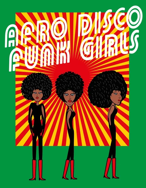 Disco-Stil Afro Girls Vektorkunst — Stockvektor