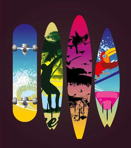 Palm beach surf design vecteur rat — Image vectorielle