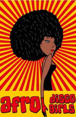 Disco style afro girls vector art clipart