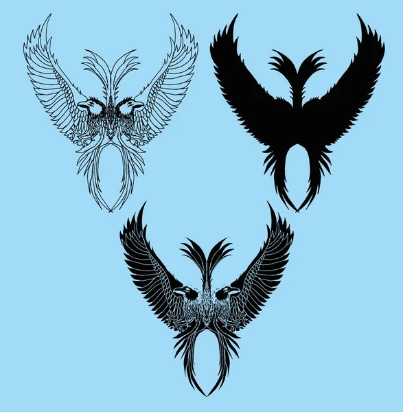 Tatuaje tribal aves vector arte — Vector de stock
