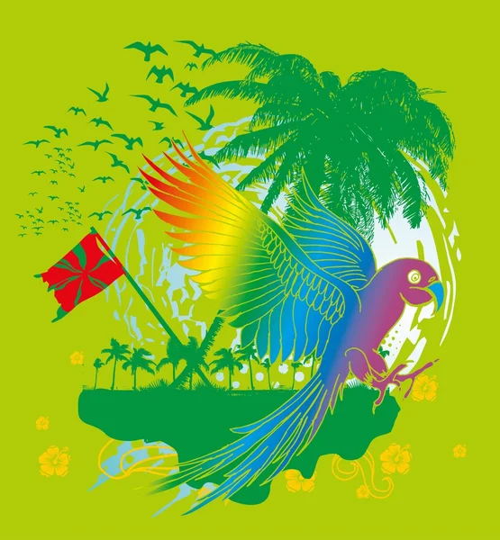 Paraíso papagaio asas arte vetorial — Vetor de Stock