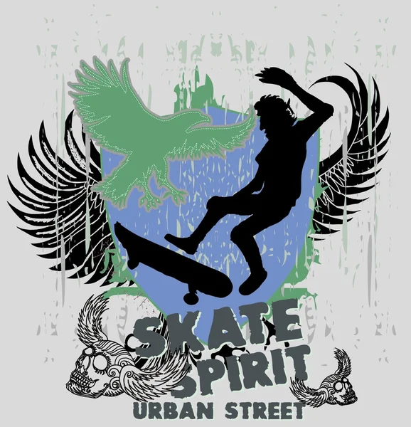 Skate urbano espírito arte vetorial — Vetor de Stock