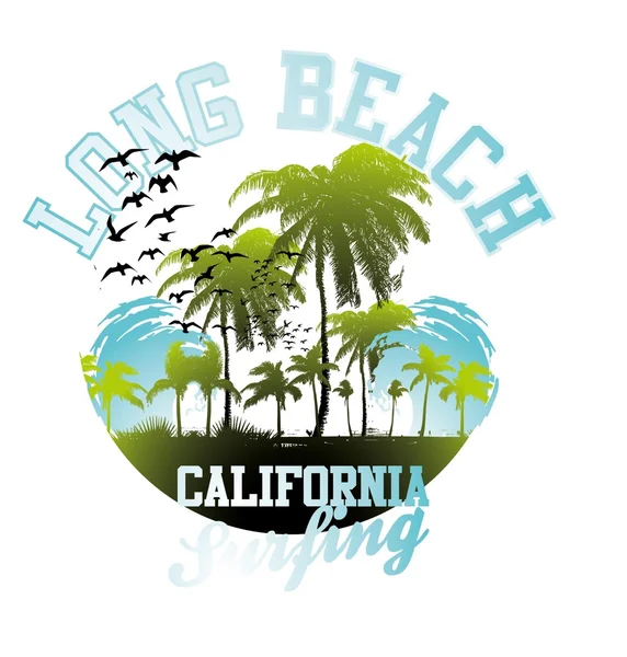 Summer birds parrot surf beach vector art — Stock Vector