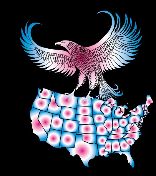 American map and eagle eps8 vector art — Stock Vector