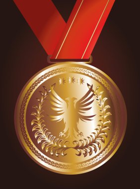 kırmızı kurdele altın madalya vektör sanatı