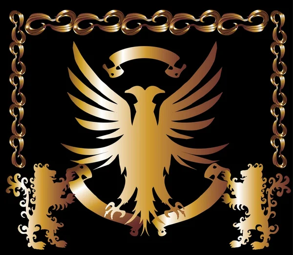 Gouden adelaar schild vector art — Stockvector