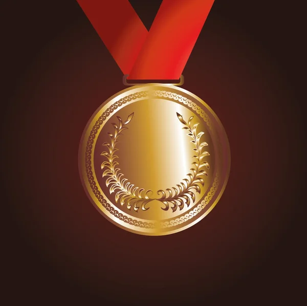 Red ribbon gold medal vector art — Stock Vector