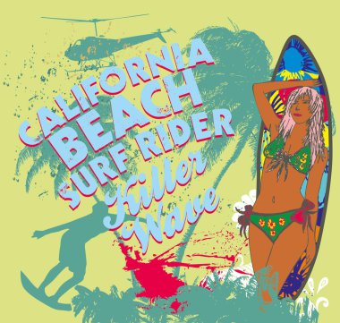 Pasifik sörfçü vektör grafik tasarım