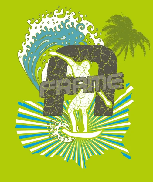 Conception graphique vectorielle Pacific Surfer — Image vectorielle