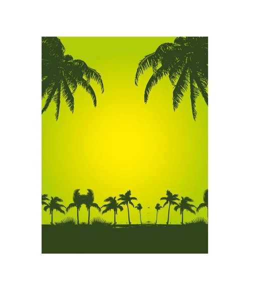 Palma tropical playa vector de arte — Archivo Imágenes Vectoriales
