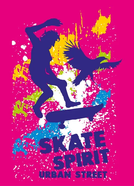 Skate urbain esprit vecteur art — Image vectorielle