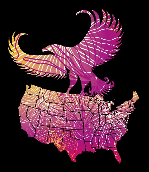 American map and eagle eps8 vector art — Stock Vector