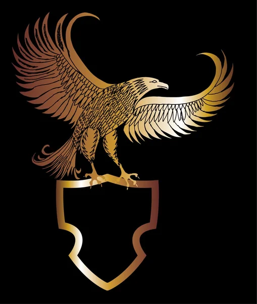 Oro águila escudo vector arte — Vector de stock